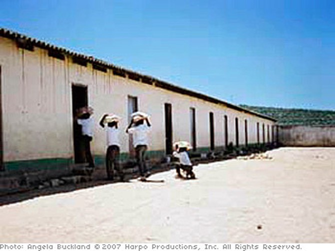 Children attend a school with poor conditions in KwaZulu-Natal.