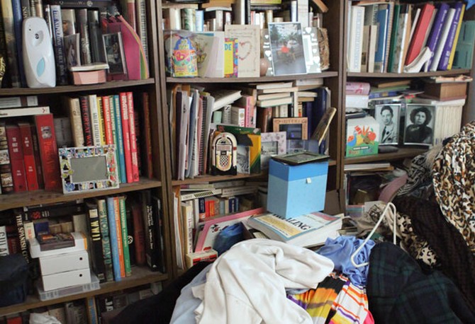 The Estrada's office bookshelf