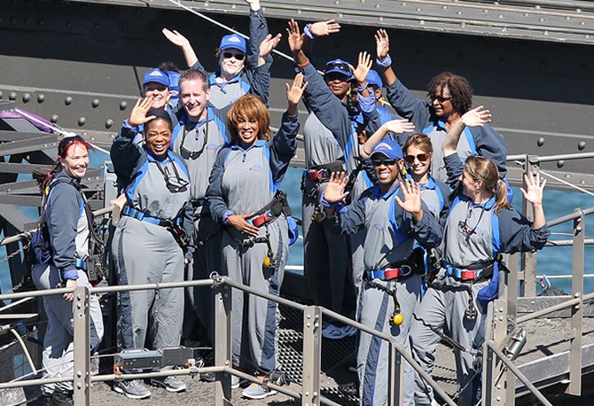 Oprah and Ultimate Viewers on top of the Sydney Harbor Bridge