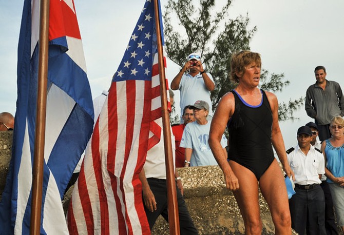 Diana Nyad during her preparation for her third attempt to swim from Havana to Key West, Florida
