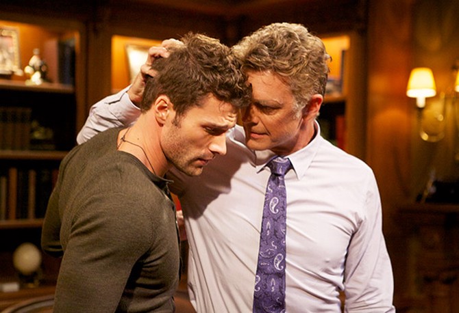 Aaron O'Connell as Wyatt Cryer and John Schneider as Jim Cryer
