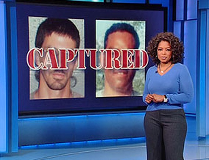 Oprah announces the capture of Davis and Scott
