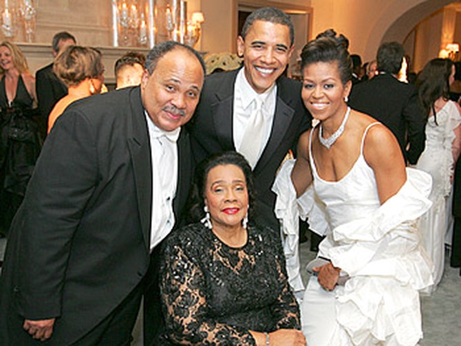 Martin Luther King III, Coretta Scott King, Barack Obama and Michelle Obama. Copyright 2005, Harpo Productions, Inc./George Burns & Bob Davis.