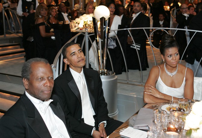 Sidney Poitier, Barack Obama and Michelle Obama