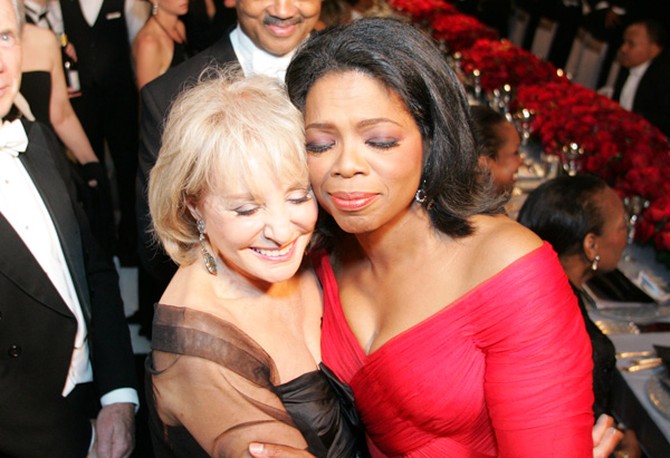 Oprah embraces Barbara Walters