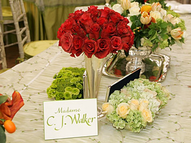 Flowers adorn the table.