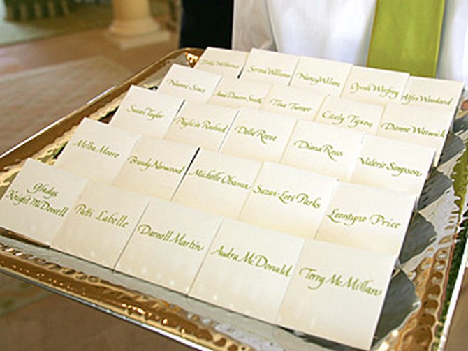 Name cards on a silver platter