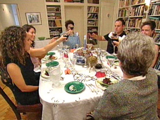 A family eating dinner