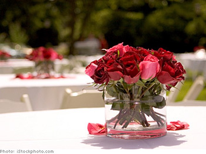 Save money with low floral centerpieces.