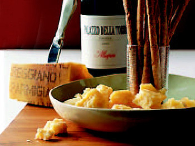 Parmigiano Reggiano cheese and Allegrini