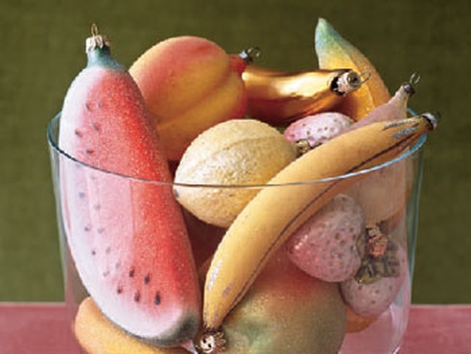 Amanda Lovell's bowl of fruit ornaments