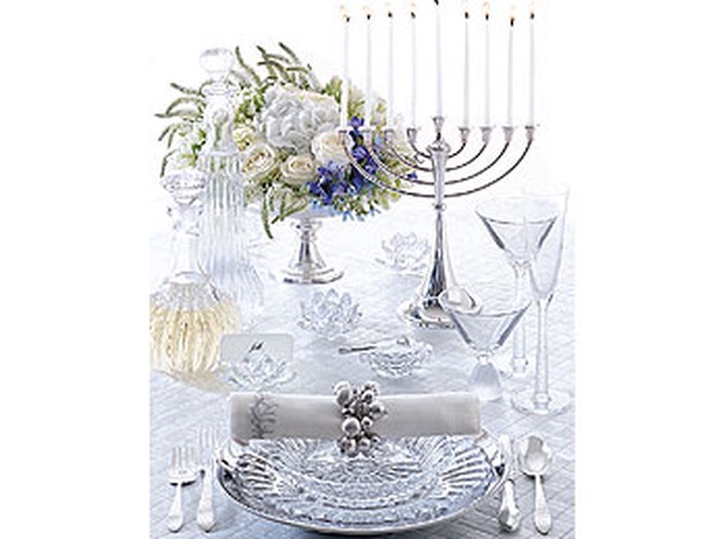 Glass and stainless steel table setting
