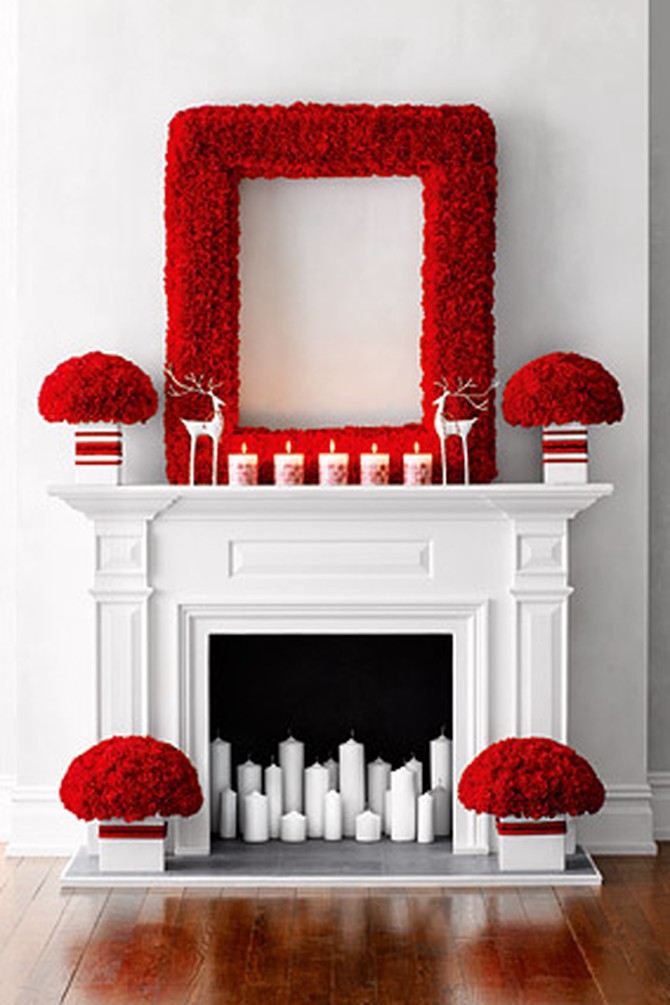 Candy cane-inspired fireplace