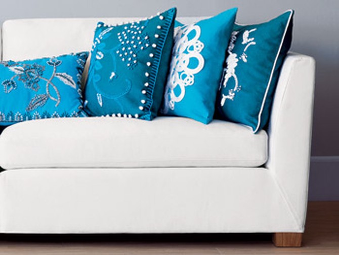 Aqua blue pillows