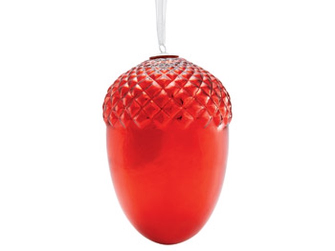Martha Stewart Collection Red Glass Acorn Kugel Ornament