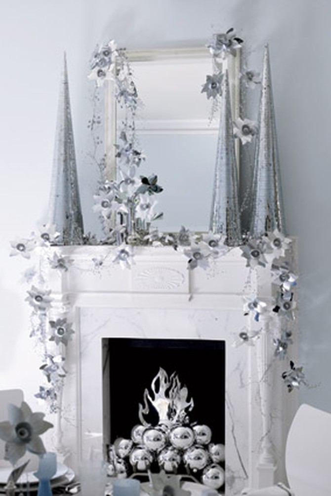 Modern mantel with silver accents