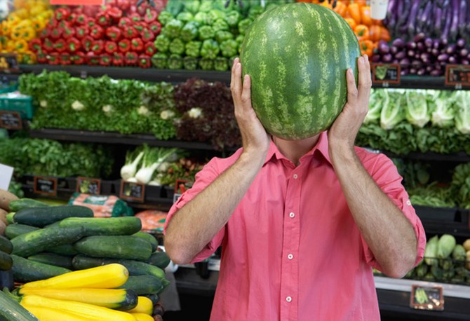 Man with watermelon
