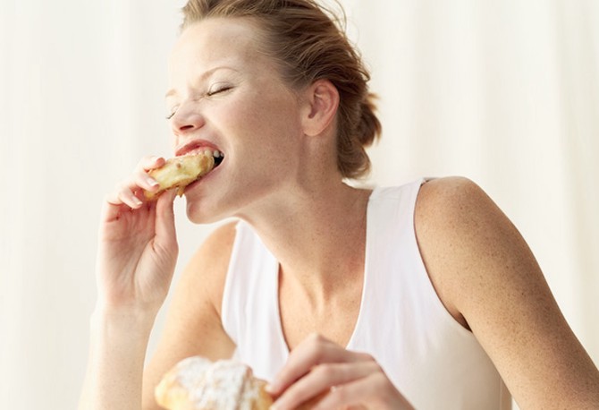 Woman eating badly