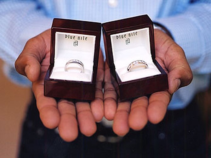 Blue Nile's platinum and diamond wedding bands