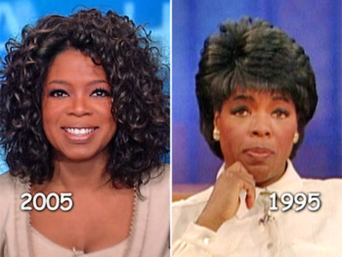 Oprah in 2005 and 1995