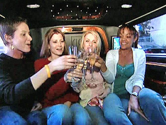 Fabulous foursome in the limo