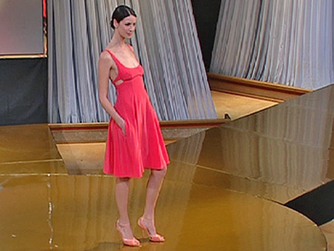 Lisa models a Narciso Rodriguez dress.