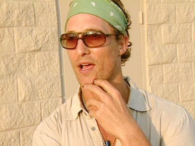 Gas rations left Matthew McConaughey way-laid in Baton Rouge.
