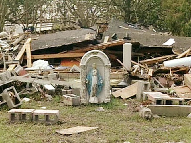 A statue of the Virgin Mary survived Katrina.
