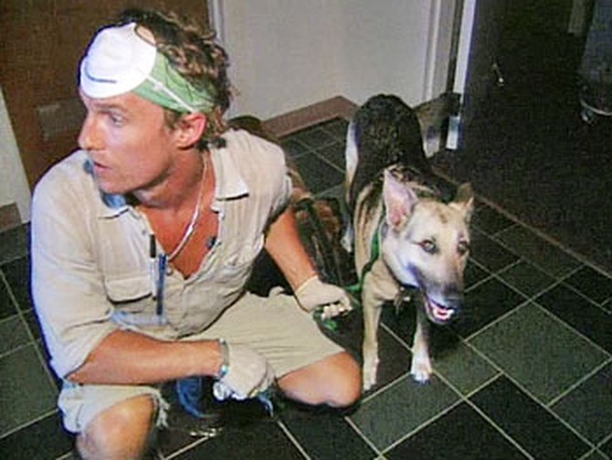 Matthew McConaughey and a lucky dog.