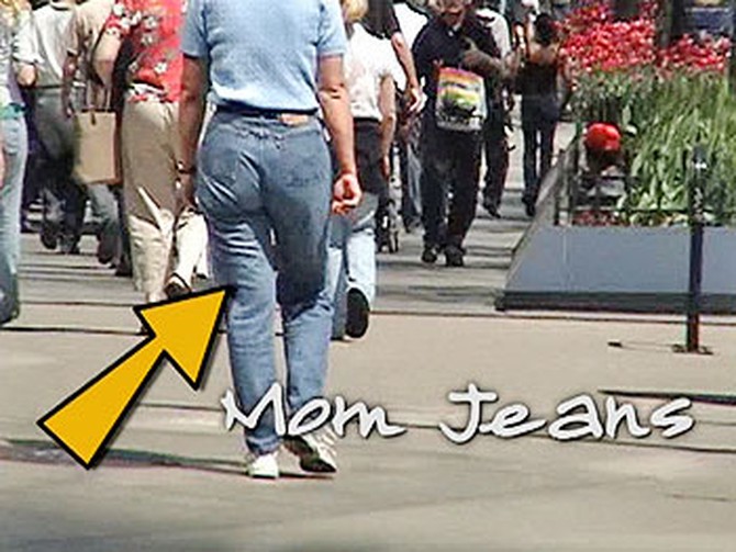 Woman wearing mom jeans