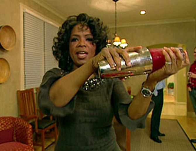 Oprah mixes a pomegranate martini