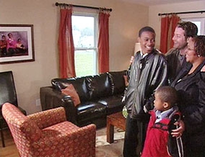 Melissa and her sons tour their new home.