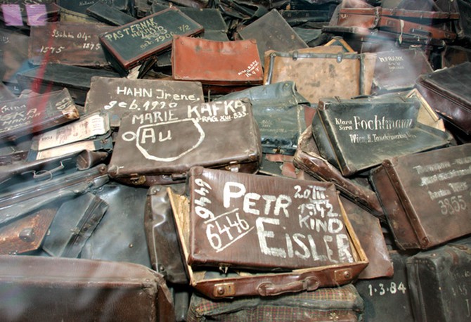 Jewish prisoners' abandoned suitcases at Auschwitz