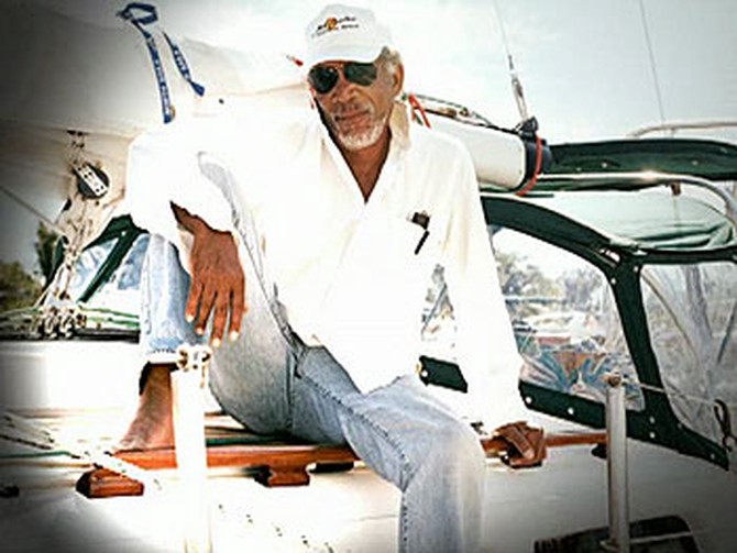 Morgan Freeman on his sailboat