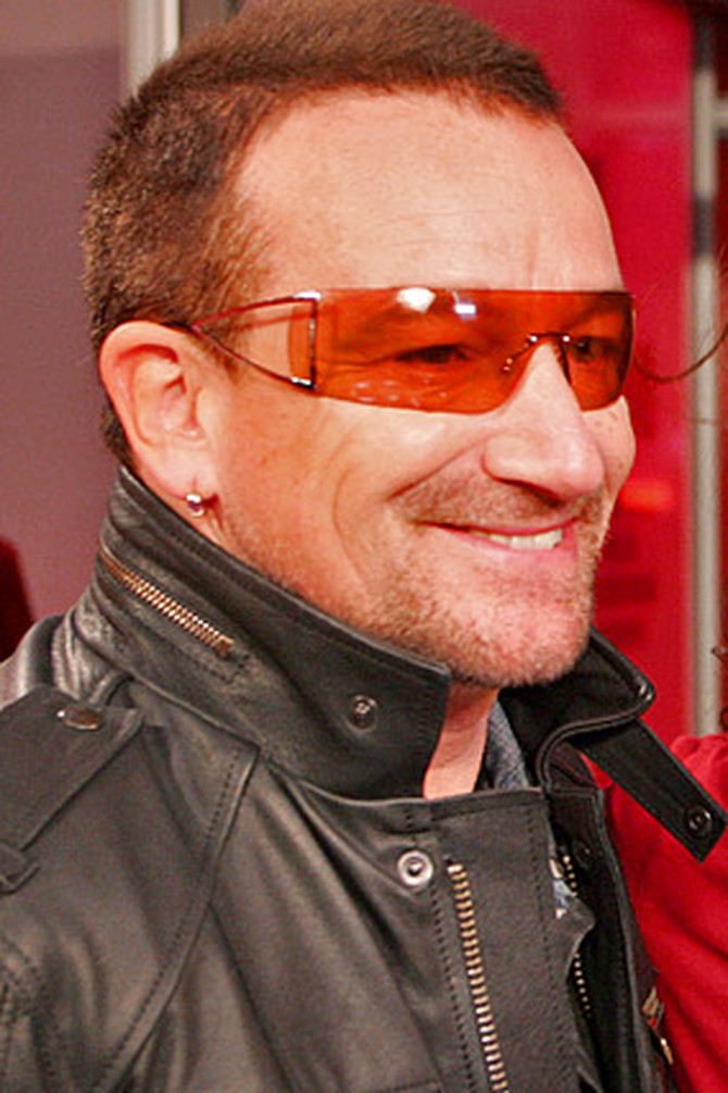 Bono wears Armani's RED sunglasses