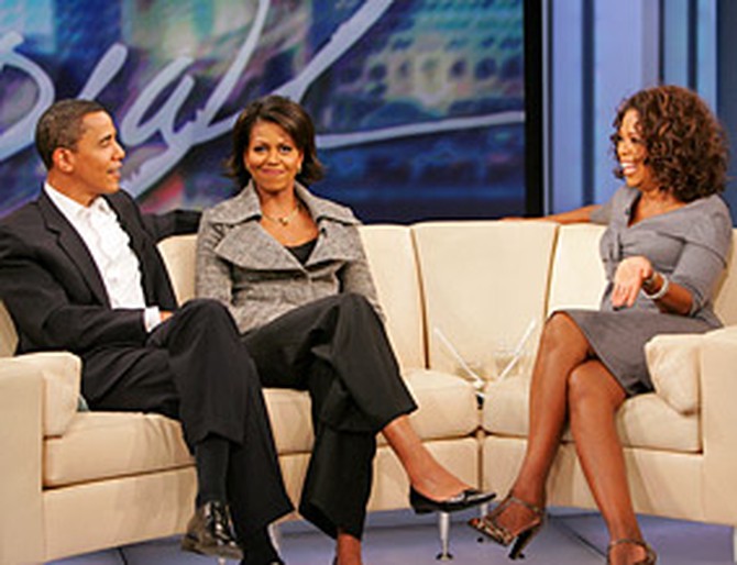 Barack, Michelle and Oprah