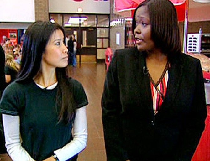 Lisa Ling and Denise Lilly at Monroe High School