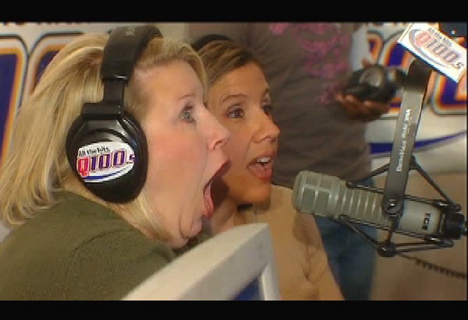Kasey and Kristy at Q100 radio station