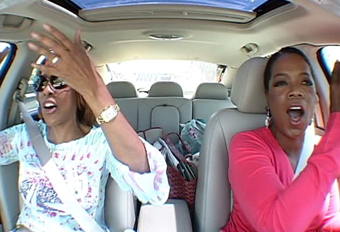 Oprah and Gayle sing 'Oklahoma.'