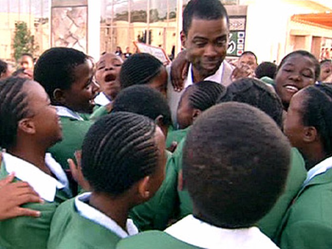 Chris Rock attends the opening of the Leadership Academy in South Africa.