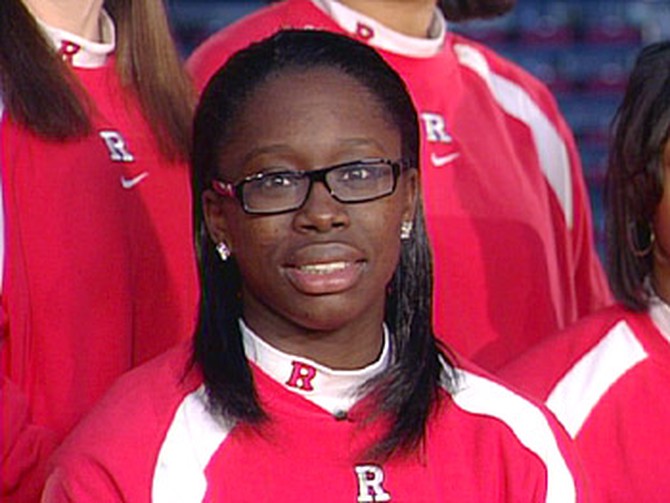Essence Carson, captain of the Rutgers women's basketball team
