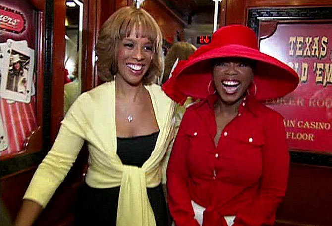 Oprah and Gayle dressed for the impersonators' convention