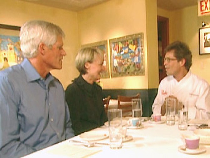 Chef Rick Bayless meets with Adrianne and Scott.