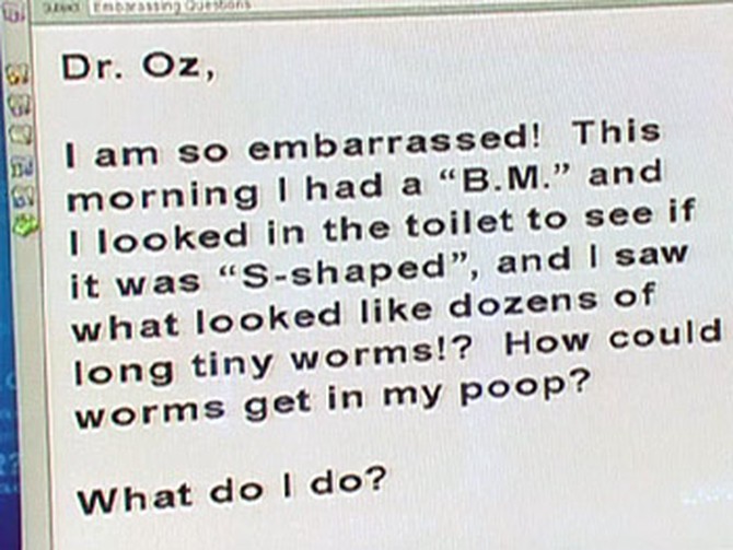 A viewer's anonymous message to Dr. Oz