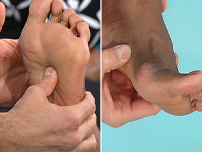 There are several good places for acupressure on your foot.