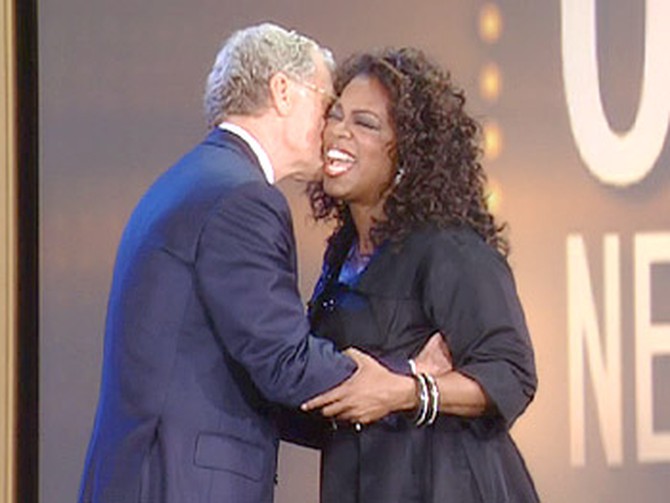 Dave welcomes Oprah to New York City.