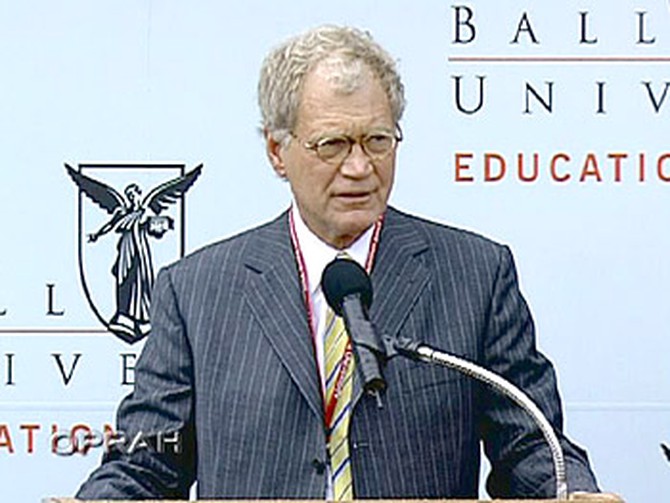 David Letterman speaking at Ball State University
