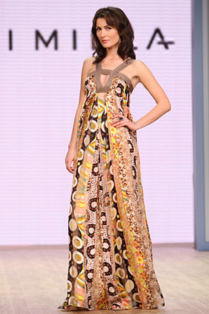 The abstract Klimt chiffon stripe pleat gown