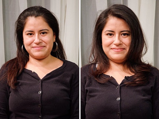 Araceli before and after her makeover