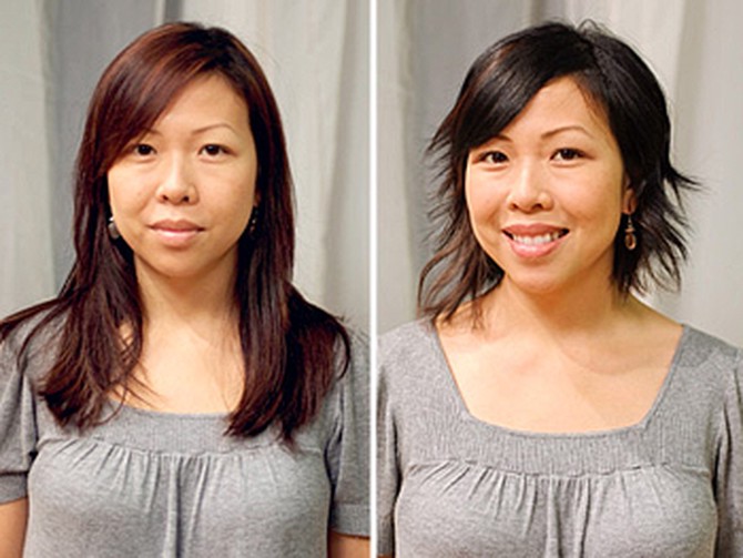 Joy before and after her makeover